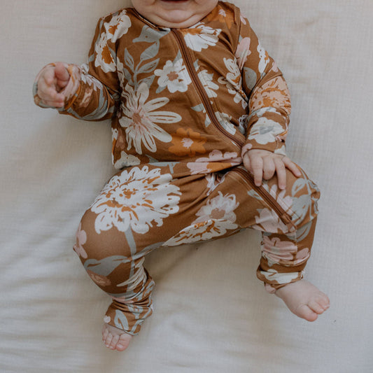 Rust Floral - One piece zip