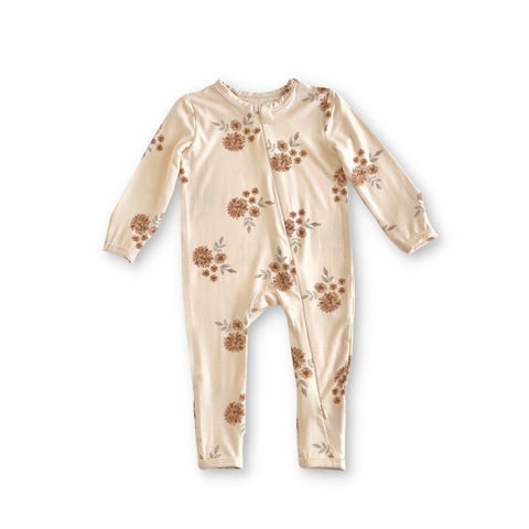 One Piece Zip/Cream Floral